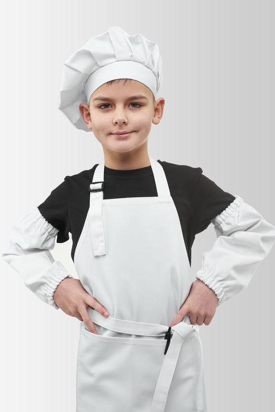 Latte Junior Apron + Toque + Armbands Set 7-12 Years – White