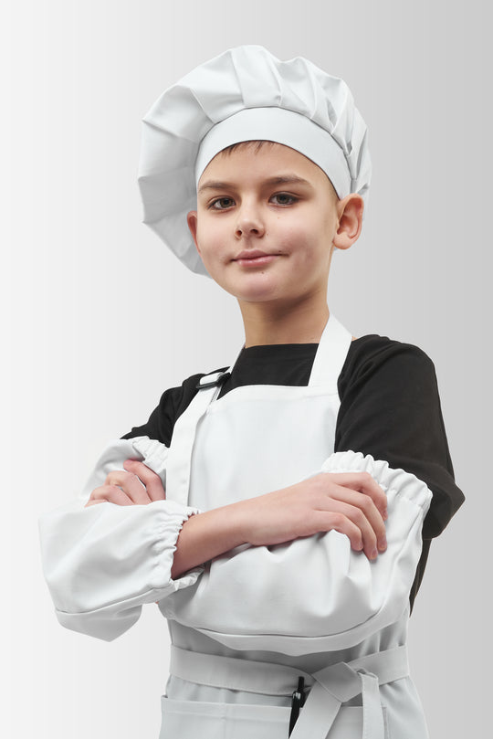 Latte Junior Apron + Toque + Armbands Set 7-12 Years – White
