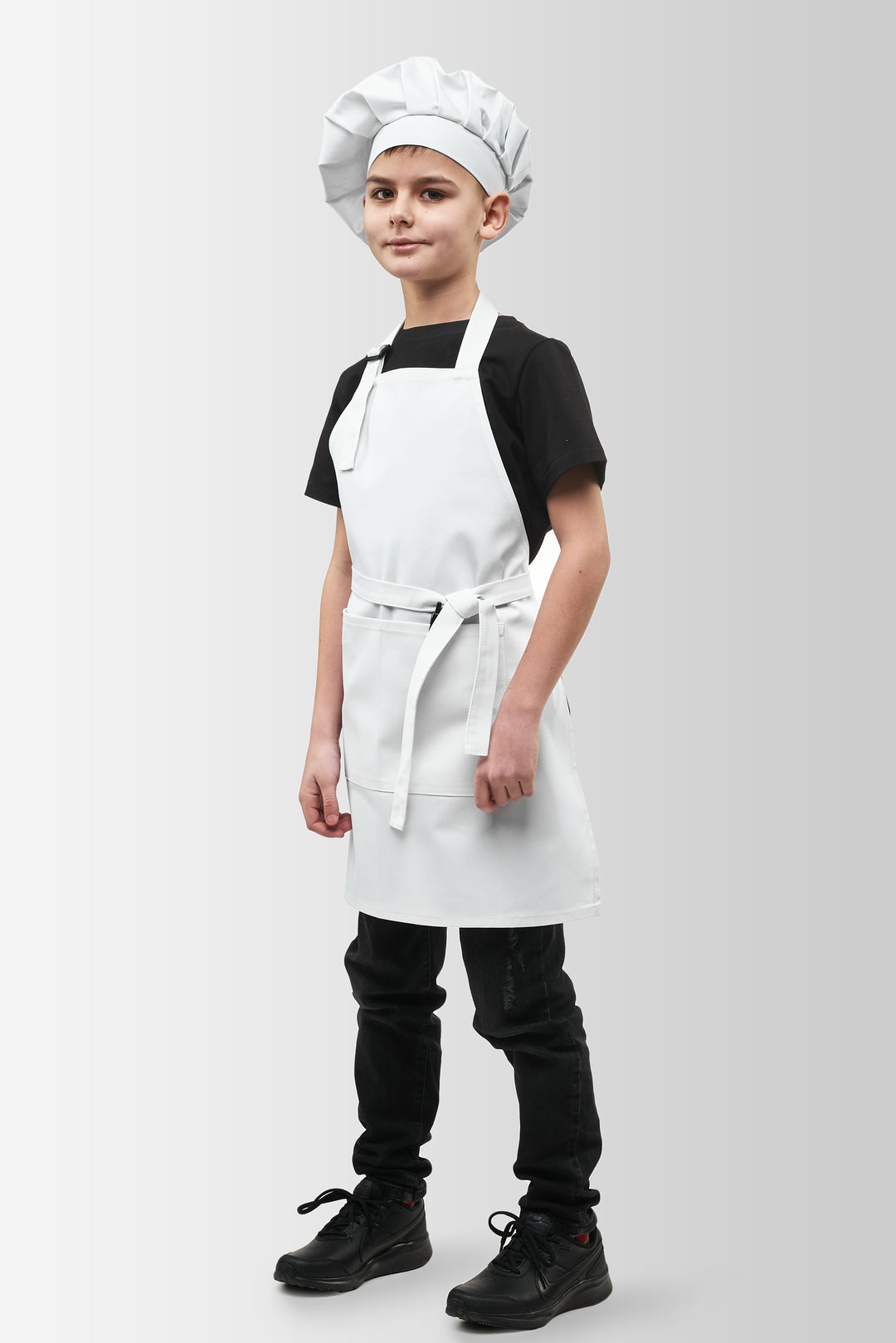 Latte Junior Apron + Toque Set 7-12 Years – White