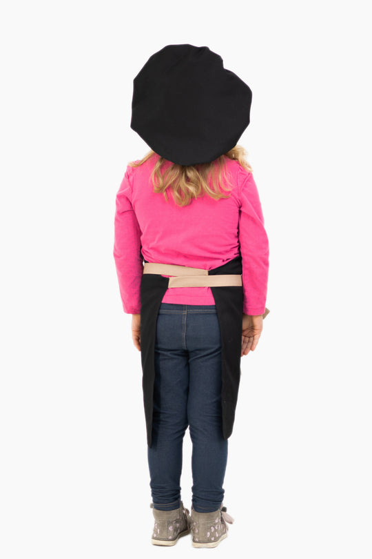 Latte Junior Apron + Toque Set 7-12 Years – Black with Beige
