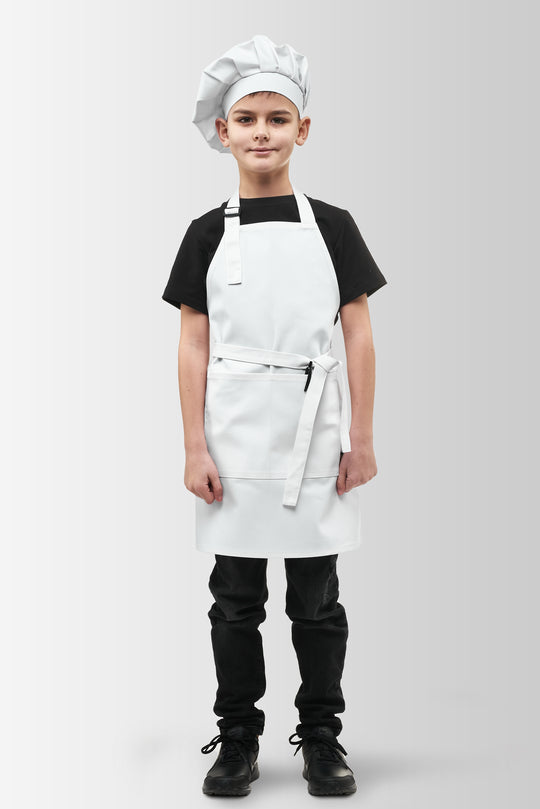 Latte Junior Apron + Toque Set 7-12 Years – White