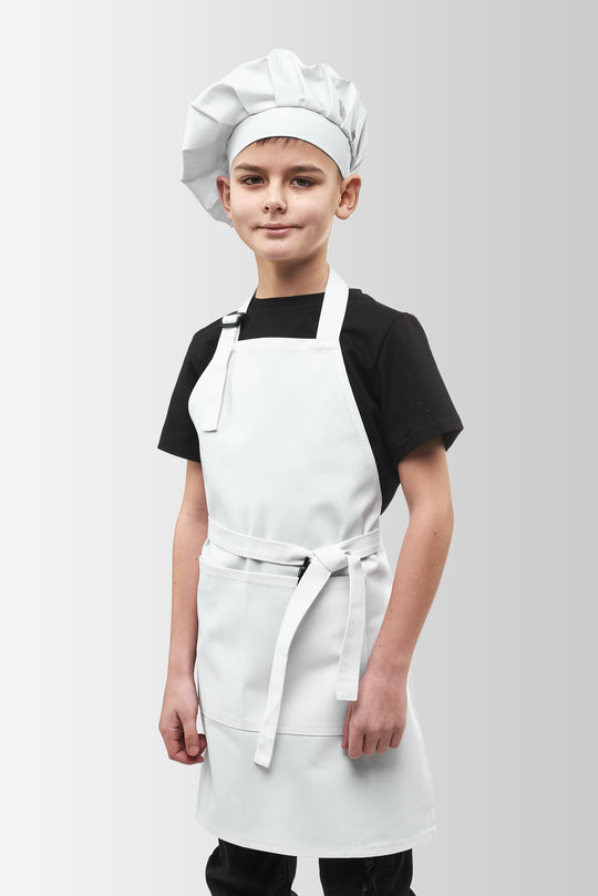 Latte Junior Apron + Toque Set 7-12 Years – White