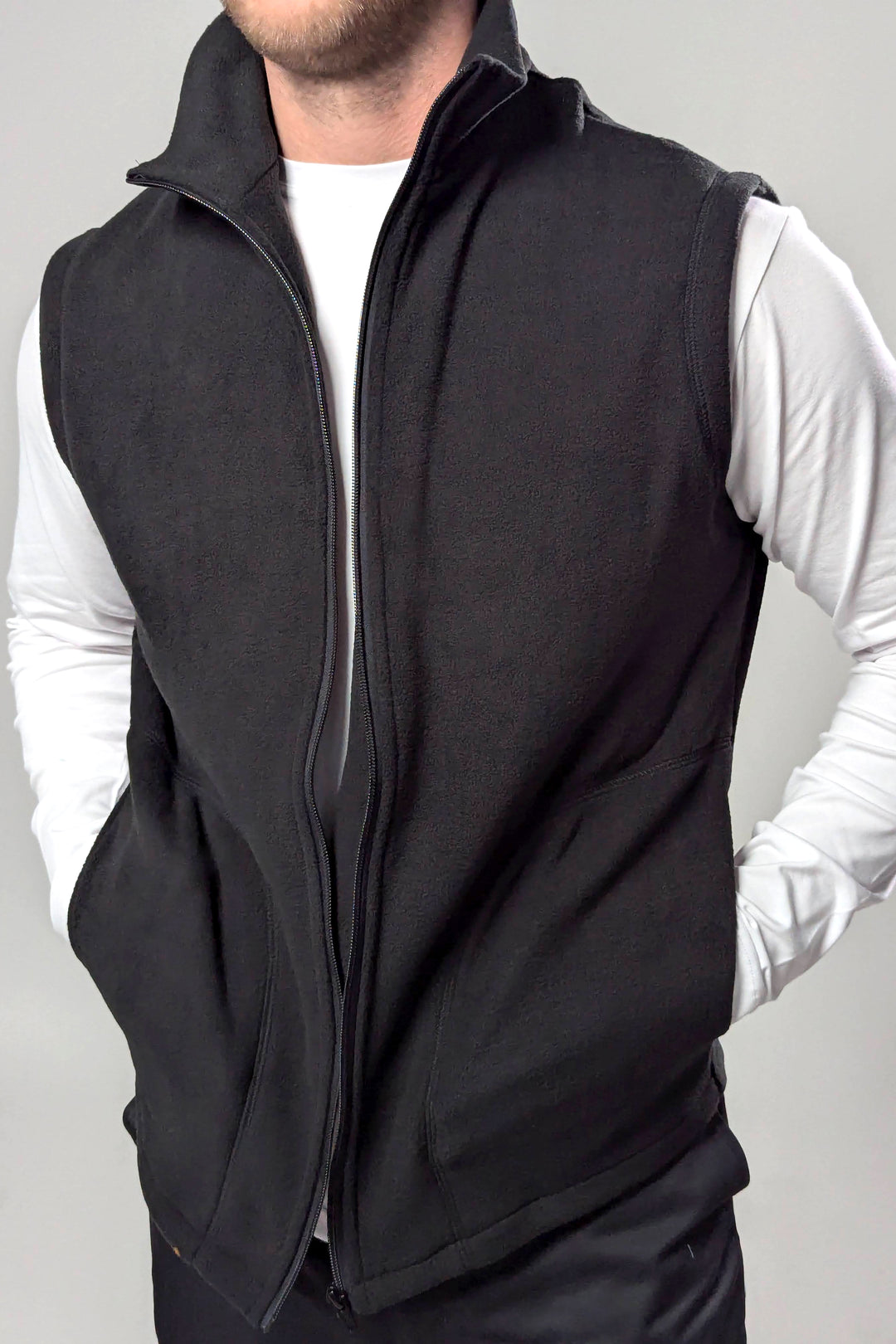 Fleece Men’s Vest – Black