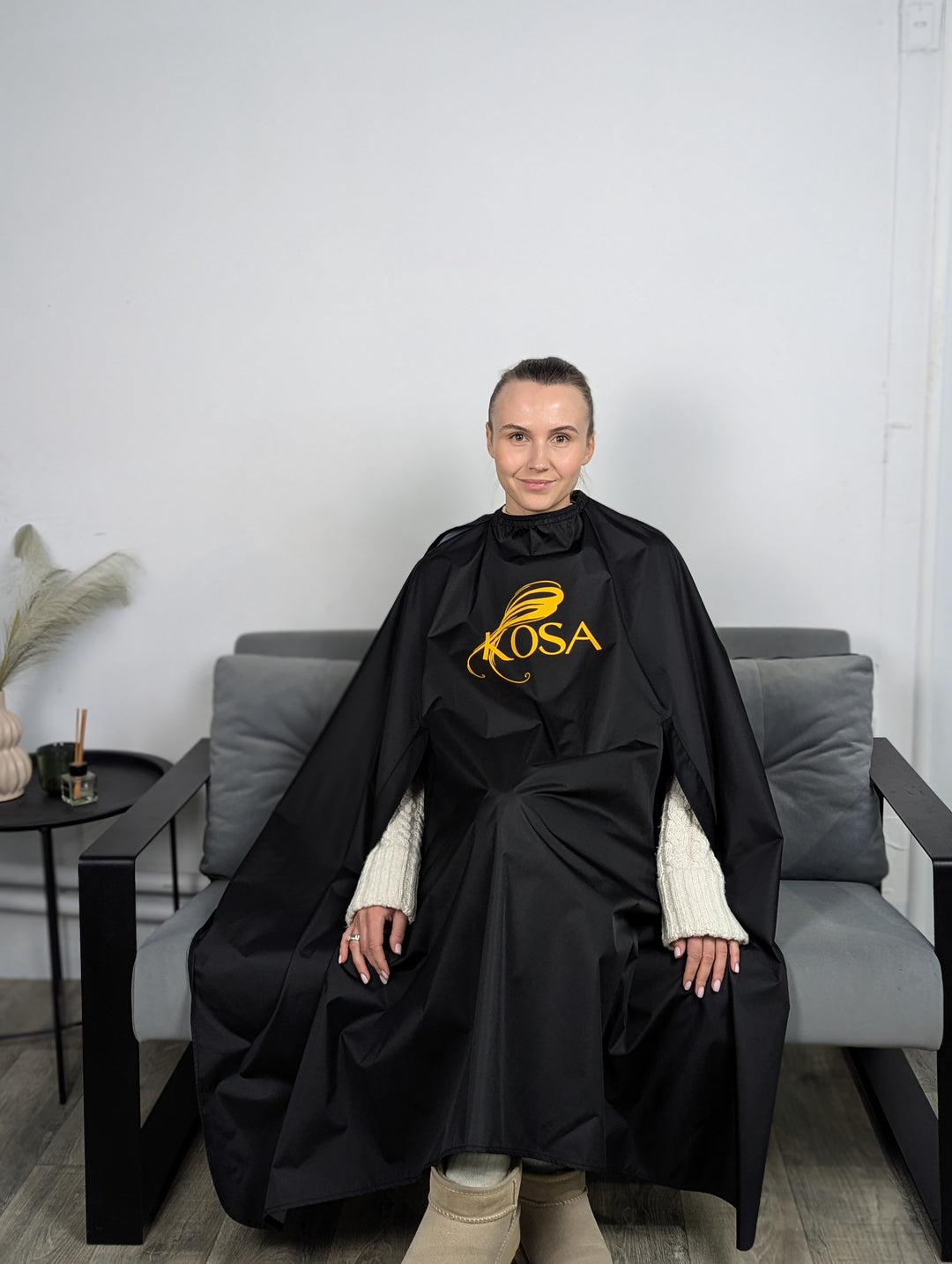 Hairdresser’s Cape with Your Logo 10", with Hand Holes – Black