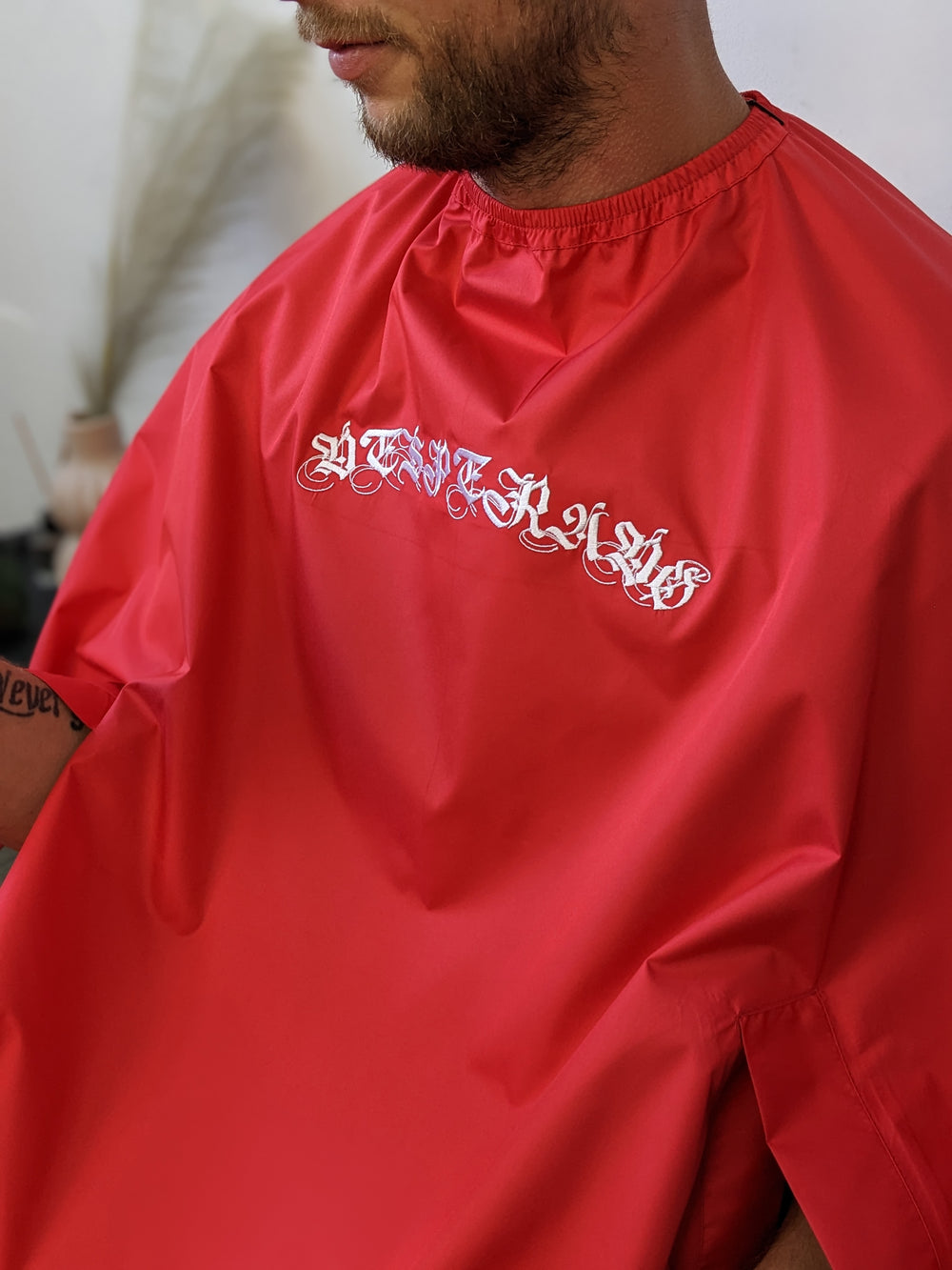 Hairdresser’s Cape with Your Logo 10", with Hand Holes – Red