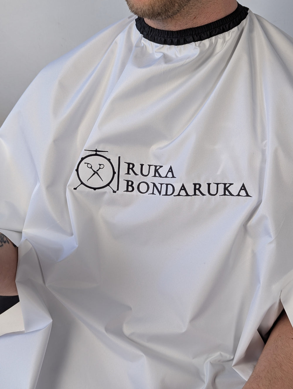 Hairdresser’s Cape with Your Logo 10", with Hand Holes – White