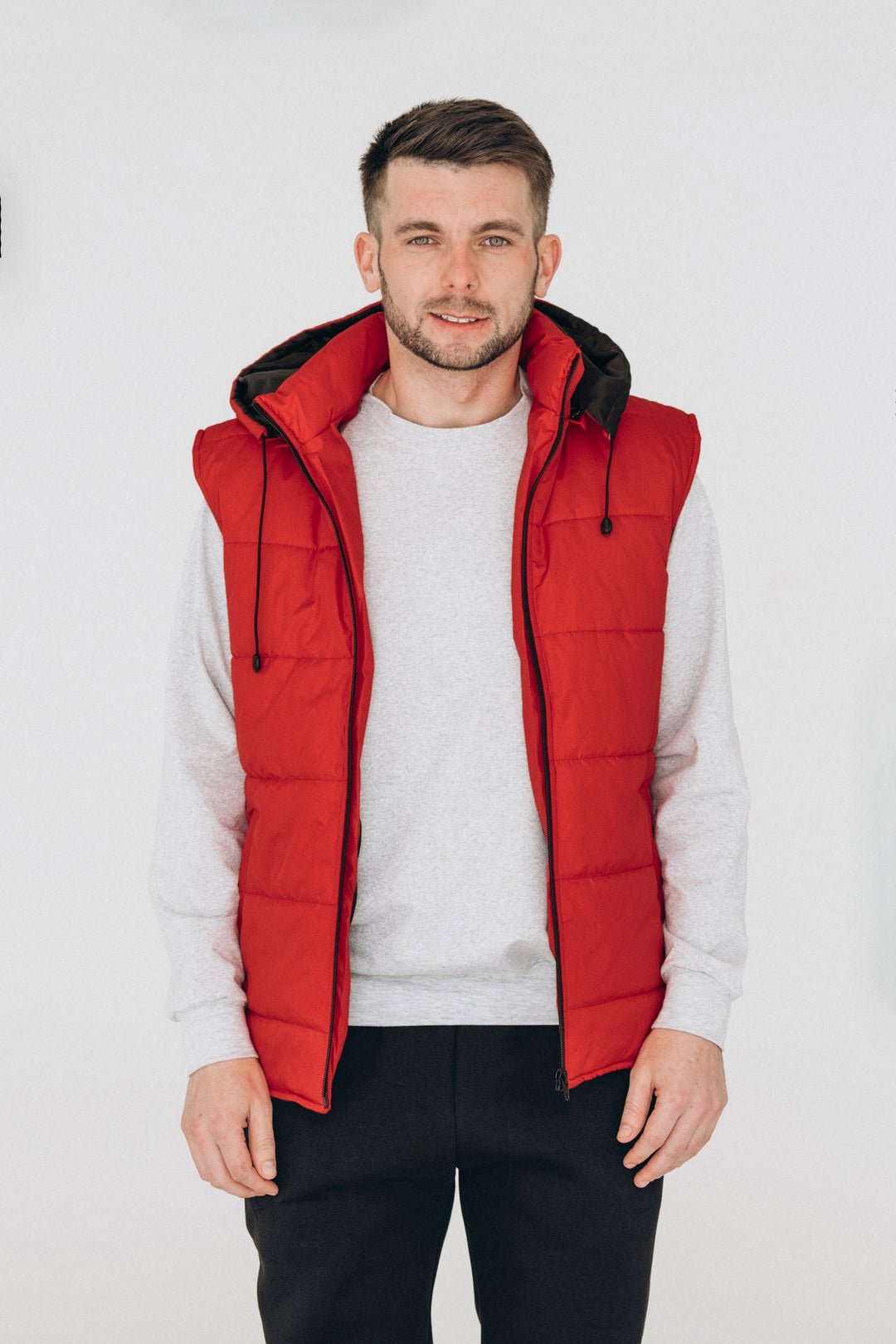 Puffer Hooded Men’s Vest – Red