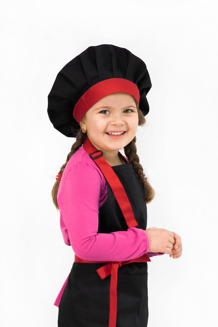 Children’s Chef’s Toque – Black with Red