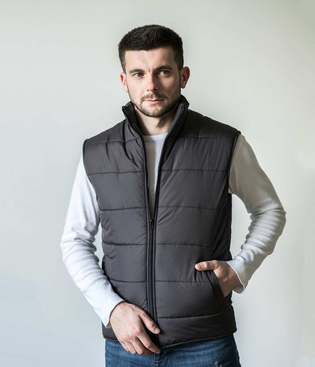 Puffer Hooded Men’s Vest – Dark Gray