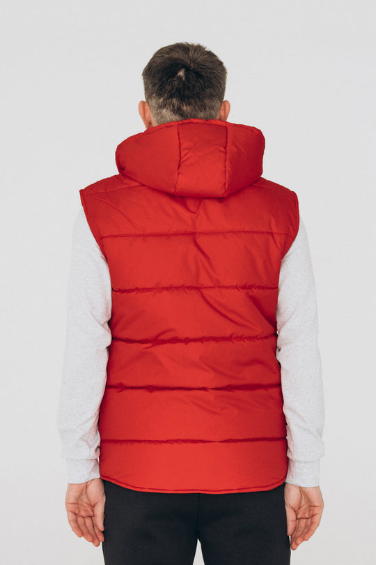 Puffer Hooded Men’s Vest – Red