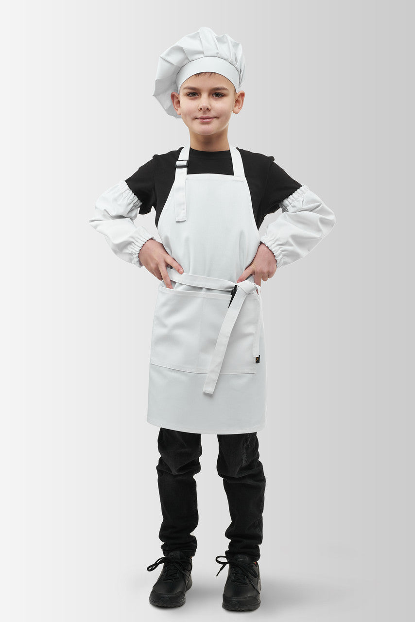 Latte Junior Apron + Toque + Armbands Set 7-12 Years – White