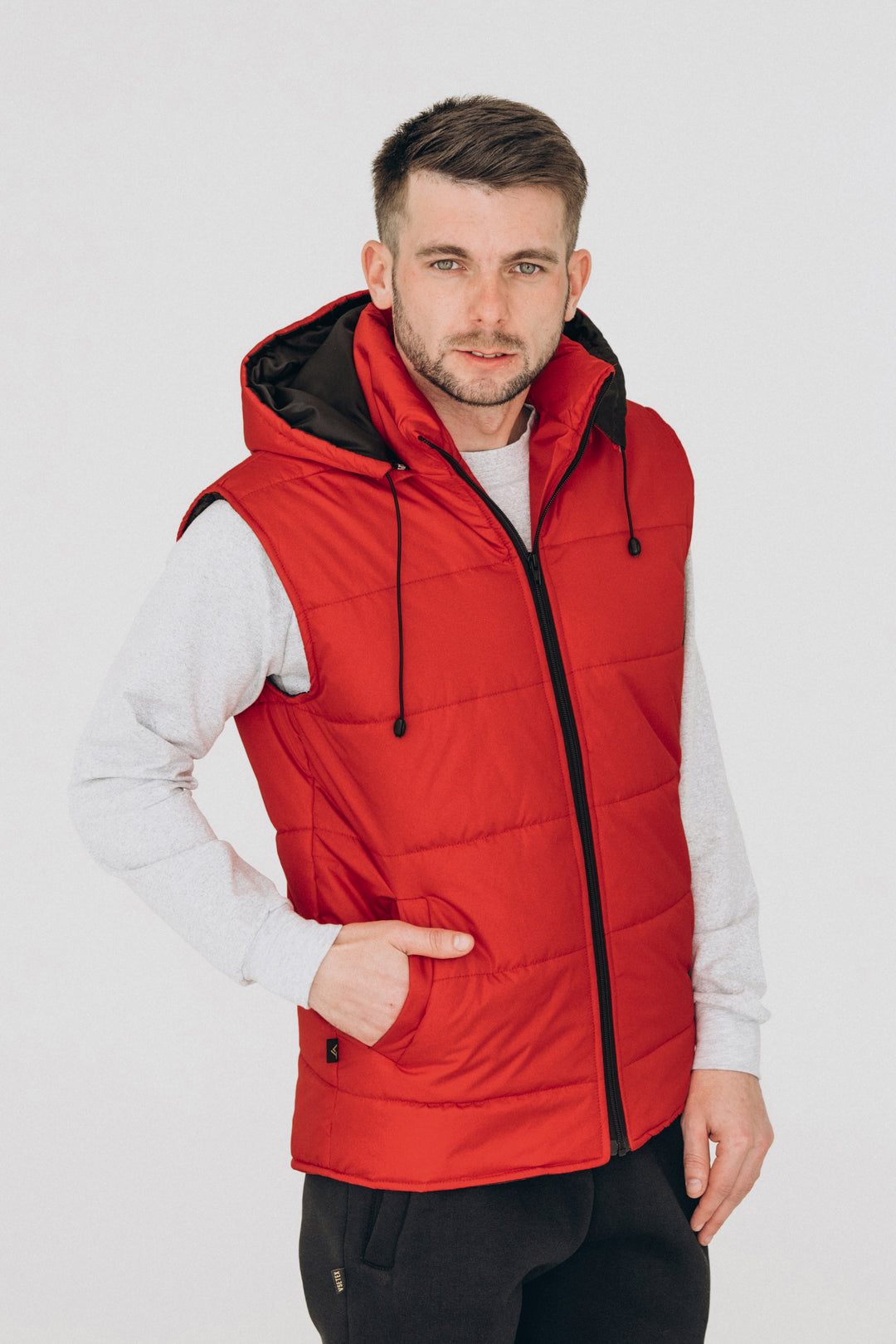 Puffer Hooded Men’s Vest – Red