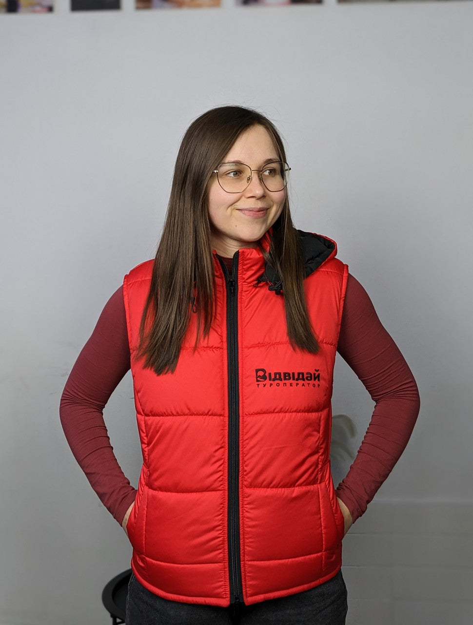 Rimo Puffer Vest with Logo – Red