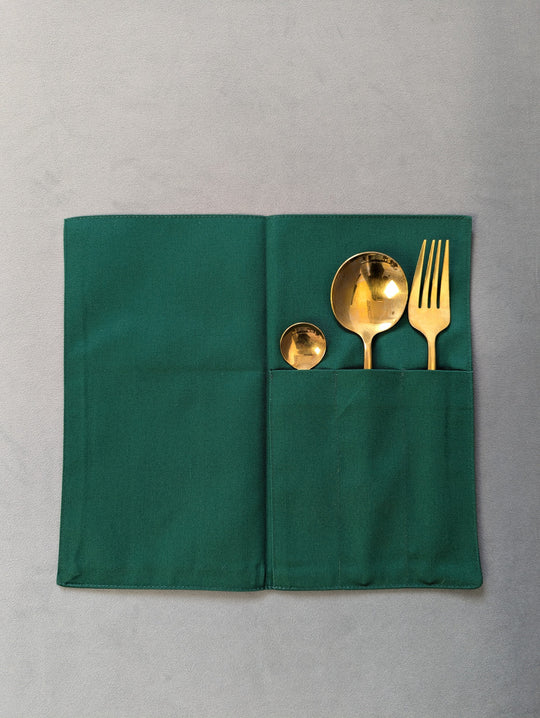 Envelope cover for cutlery K1 Twill Green