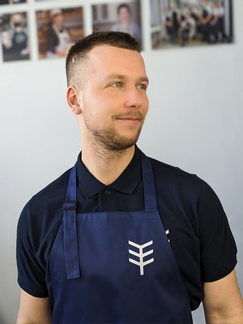 Apron Latte with branding 10" | Embroidery Dark blue