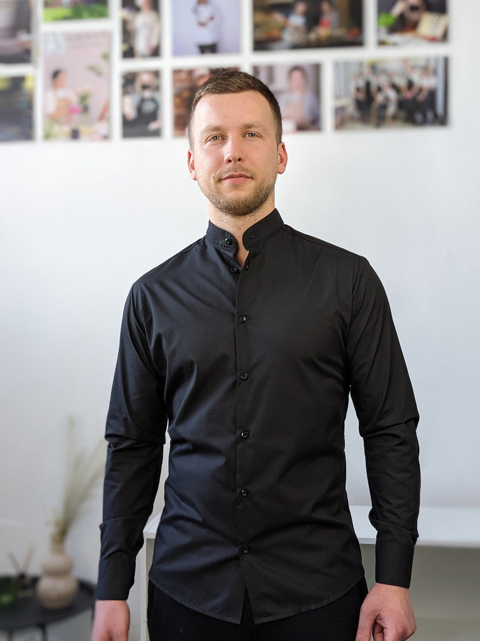 Leo shirt with a stand-up collar Men's Black