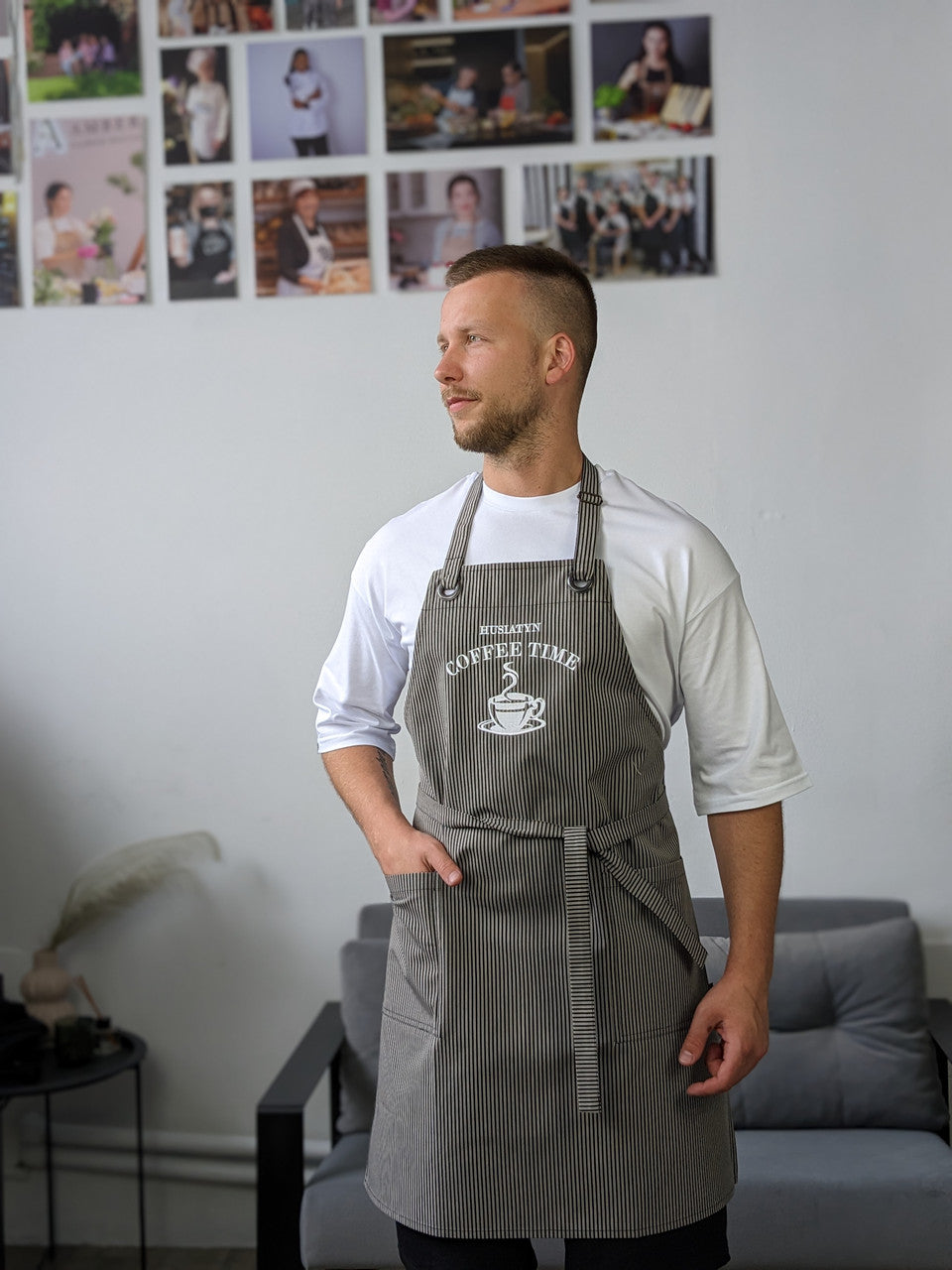 Apron Fredo Gray with embroidery 10" | Apron with branding