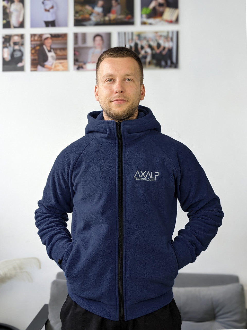 Synevyr Fleece Jacket 260 with Logo – Navy Blue