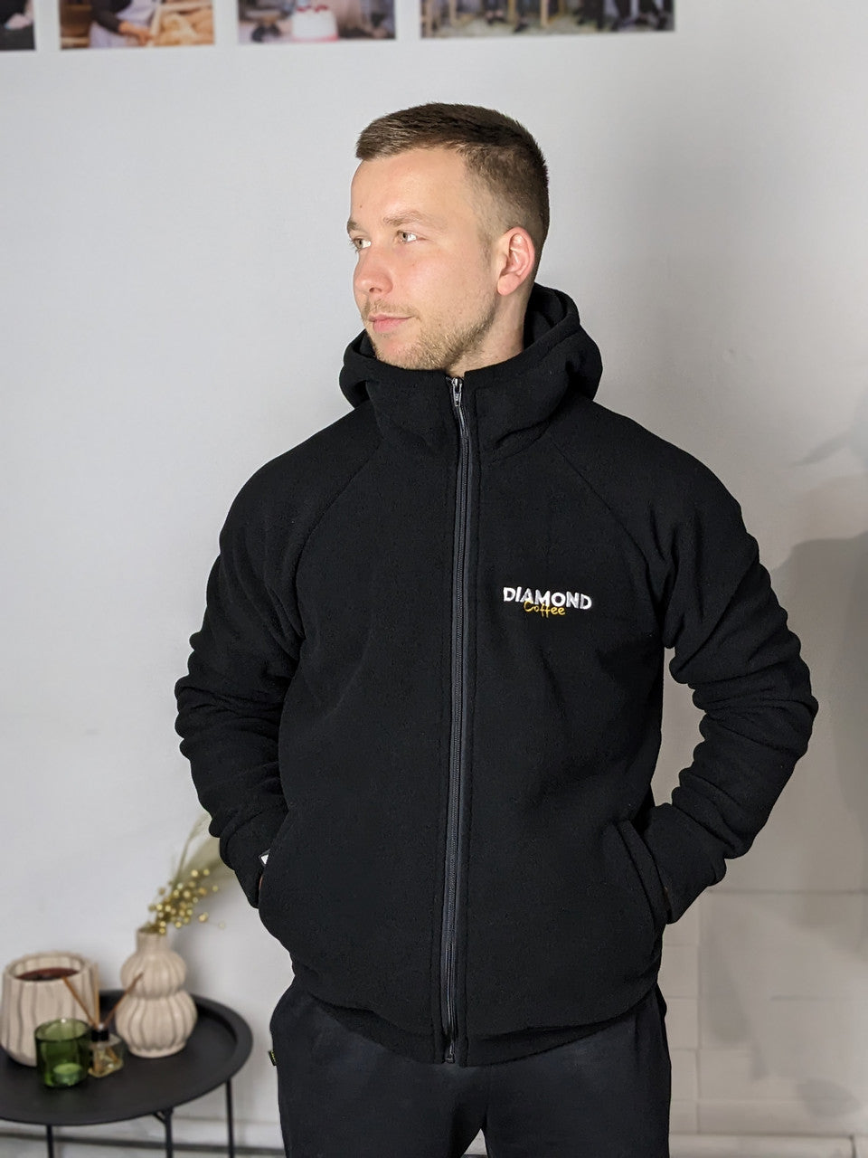 Synevyr Fleece Jacket 260 with Logo – Black