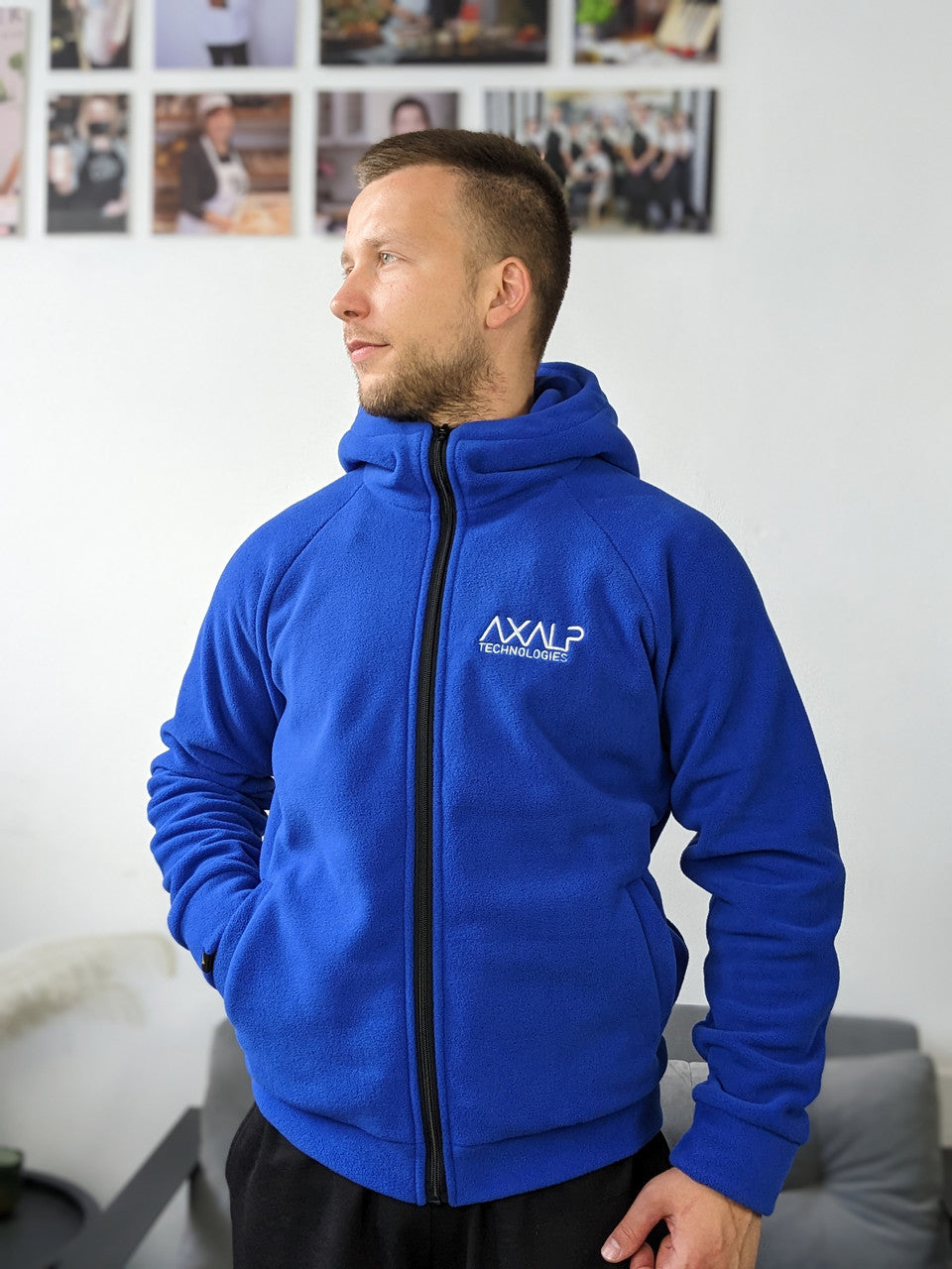 Synevyr Hooded Fleece Jacket 260 with Logo – Electric Blue