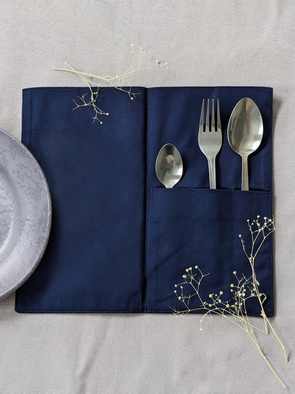 Envelope cover for cutlery K1 Twill Dark blue