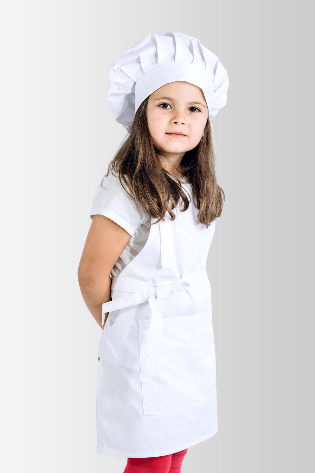 Latte Children’s Apron + Toque Set 5-7 Years – White