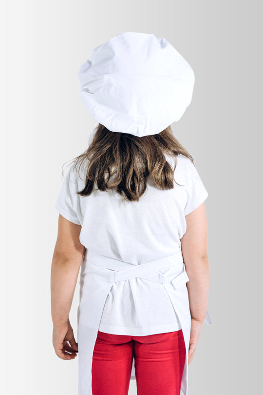 Latte Children’s Apron + Toque Set 5-7 Years – White