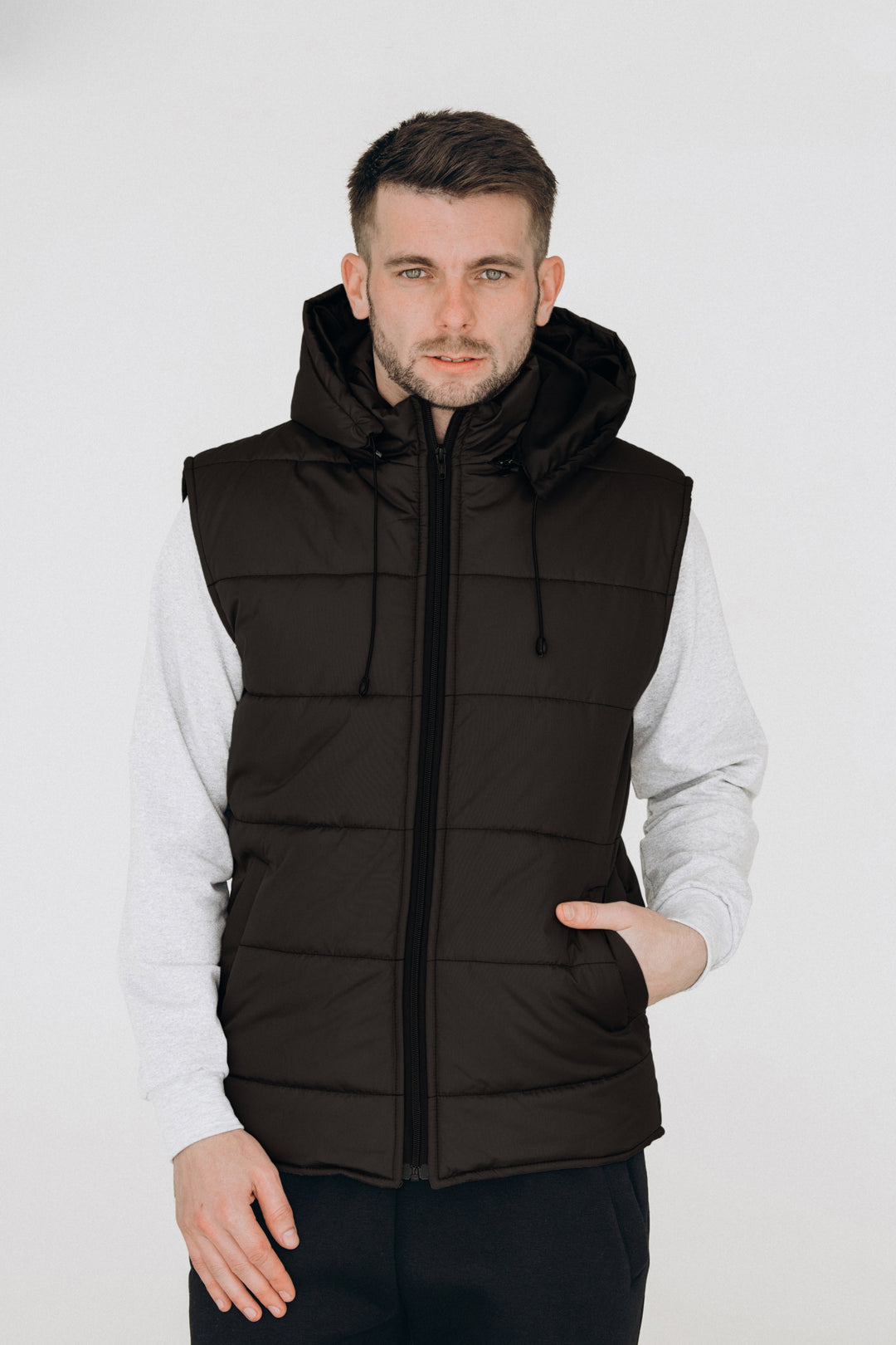 Puffer Hooded Men’s Vest – Black