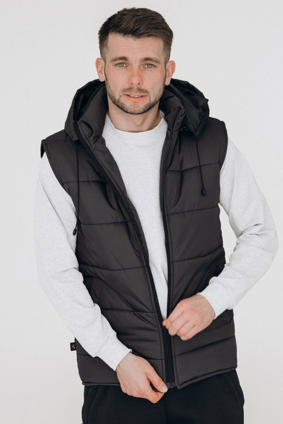 Puffer Hooded Men’s Vest – Dark grey