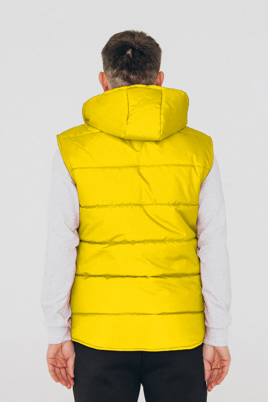 Puffer Hooded Men’s Vest – Yellow