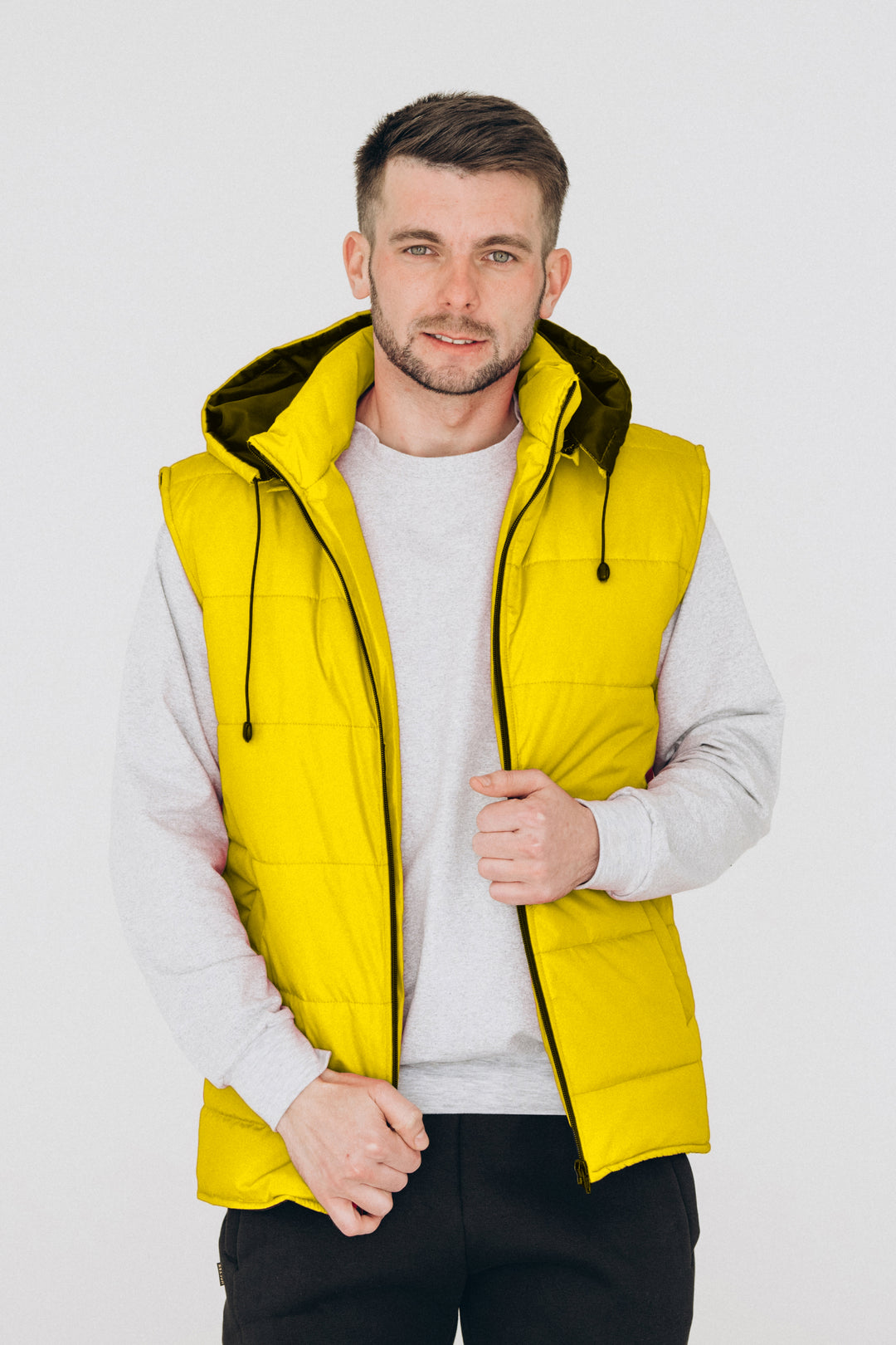 Puffer Hooded Men’s Vest – Yellow
