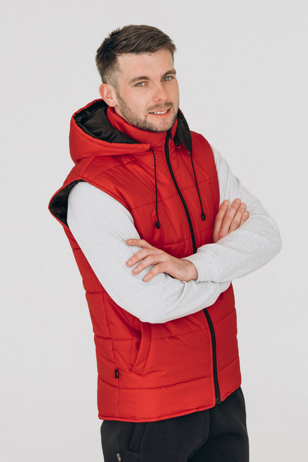 Puffer Hooded Men’s Vest – Red