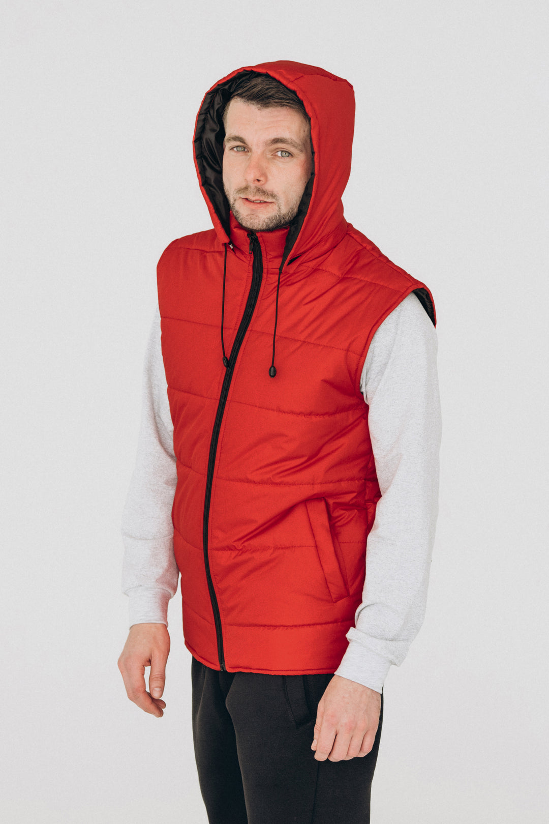 Puffer Hooded Men’s Vest – Red