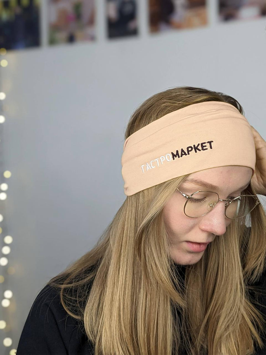 Custom Logo Chef Headband – Beige