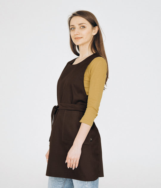 Saffron Double-Sided Tunic Apron – Brown