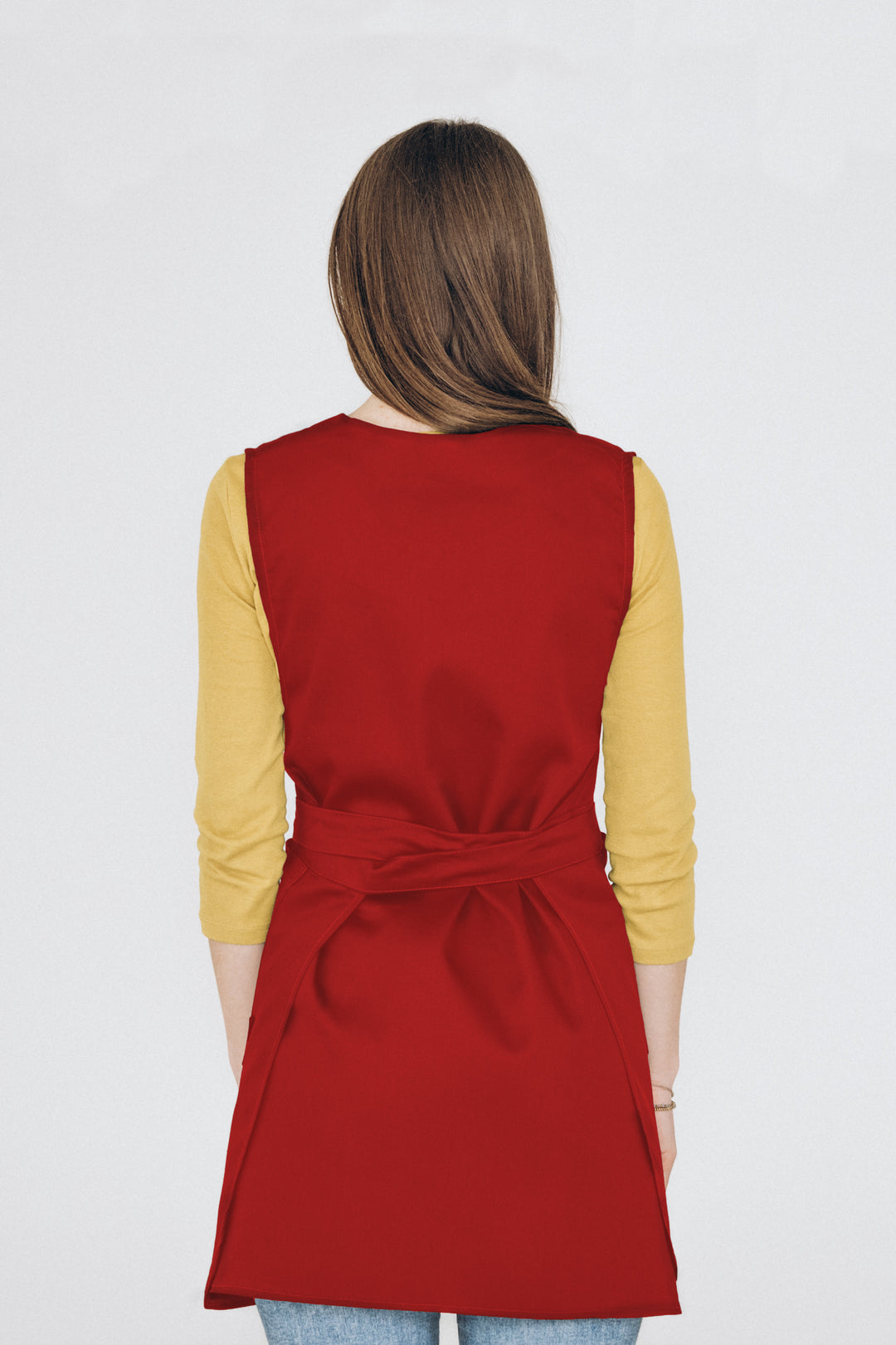 Saffron Double-Sided Tunic Apron – Red