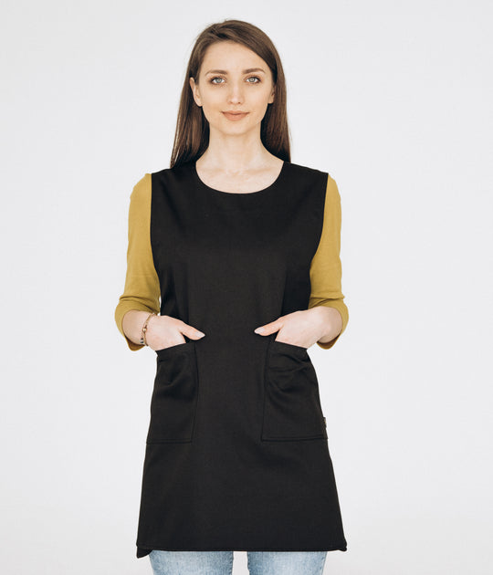 Saffron Double-Sided Tunic Apron – Black