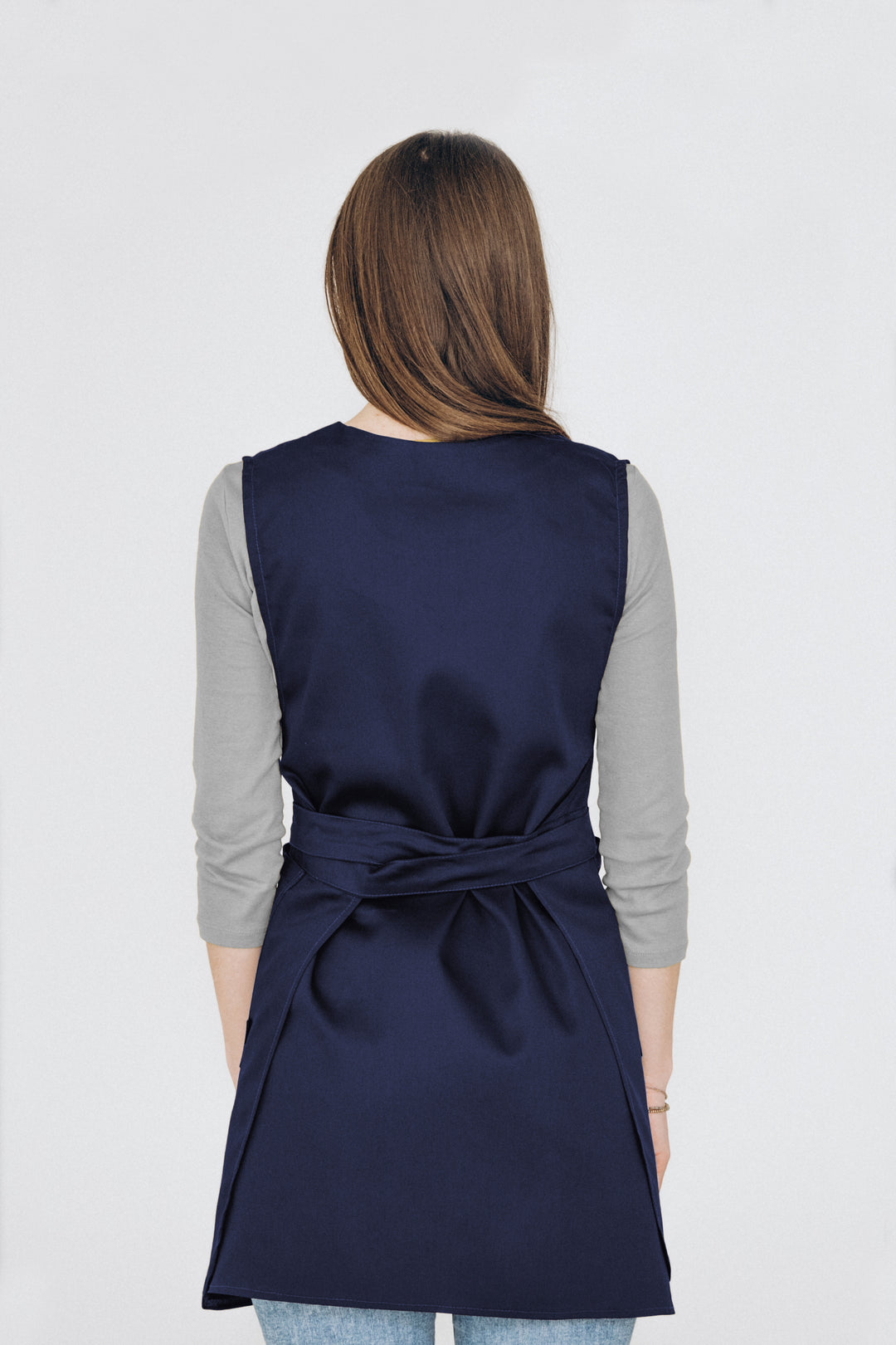 Saffron Double-Sided Tunic Apron – Dark Blue