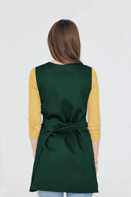 Saffron Double-Sided Tunic Apron – Green