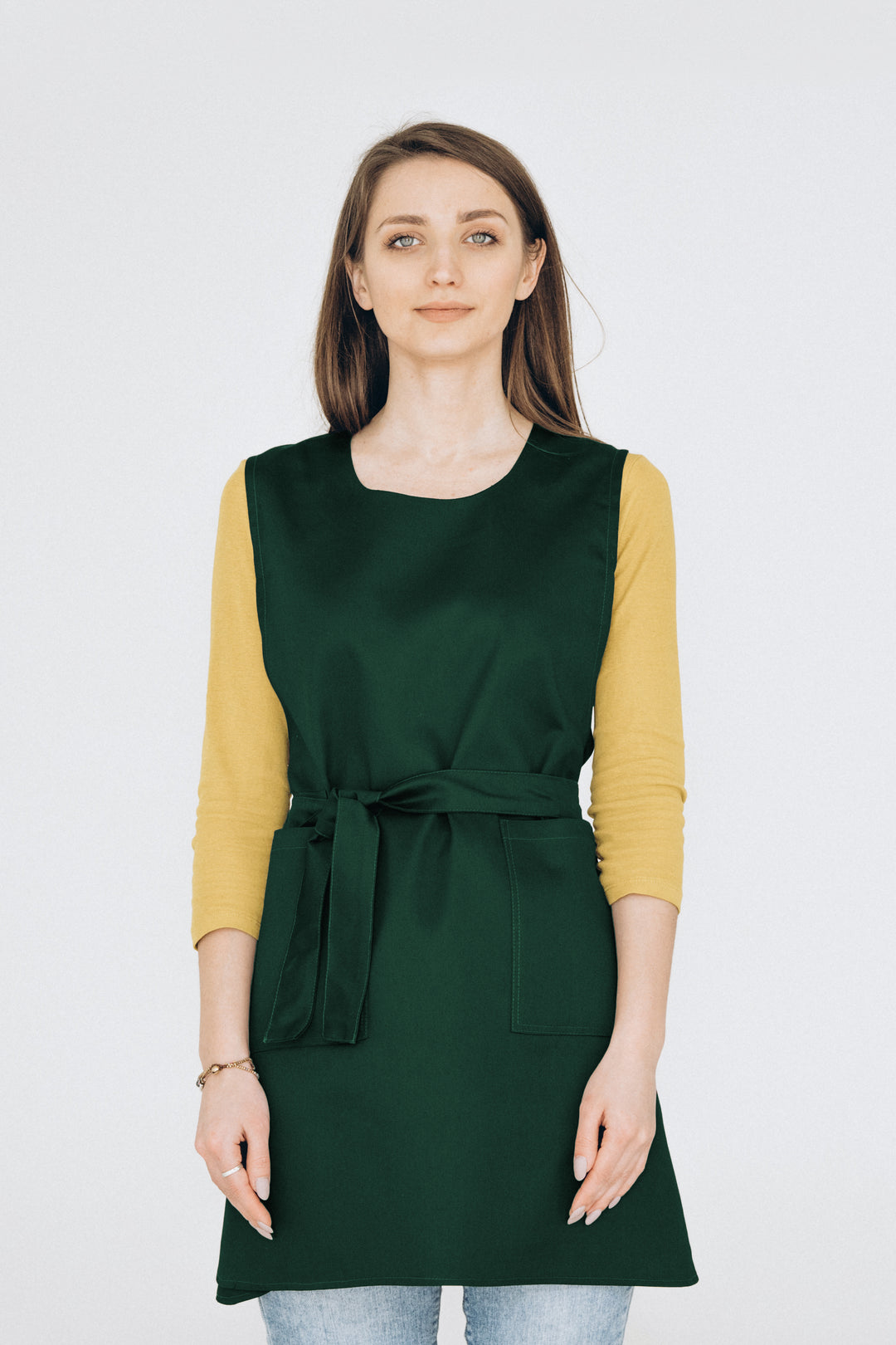 Saffron Double-Sided Tunic Apron – Green