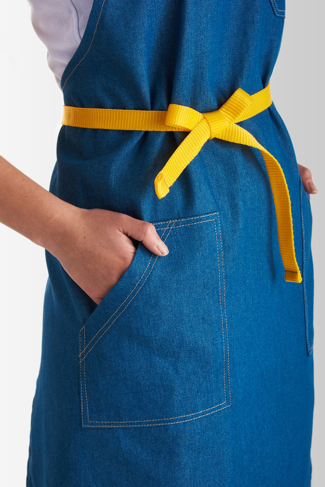 Muffin Denim Apron – Blue/Yellow