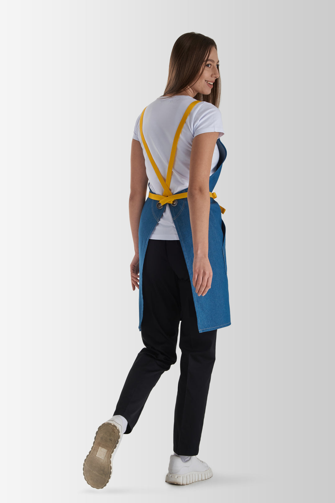 Muffin Denim Apron – Blue/Yellow