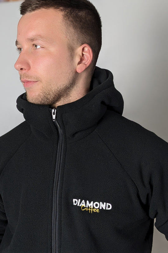 Synevyr Hooded Fleece Jacket 260 with Logo – Black