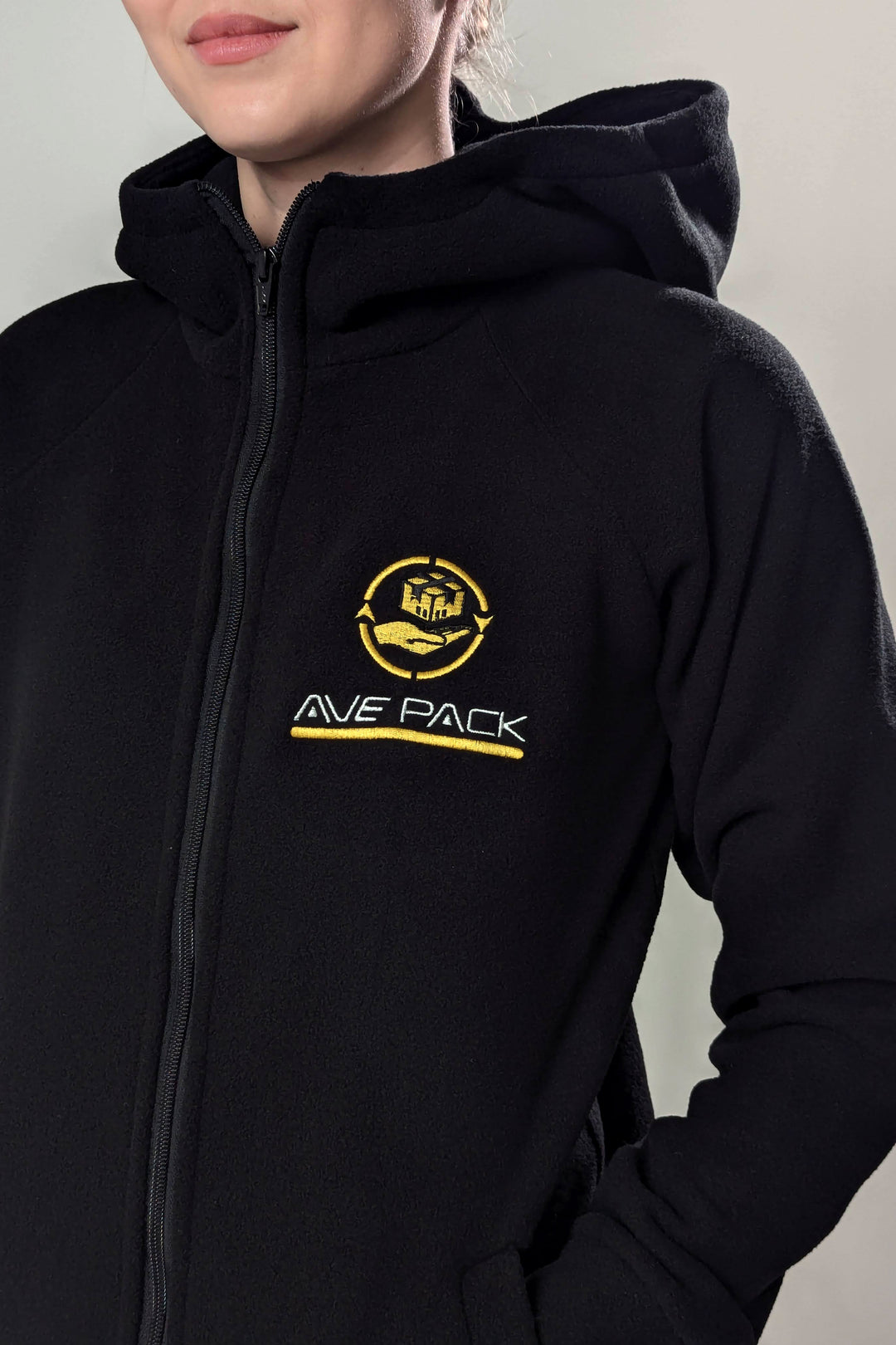 Synevyr Hooded Fleece Jacket 260 with Logo – Black