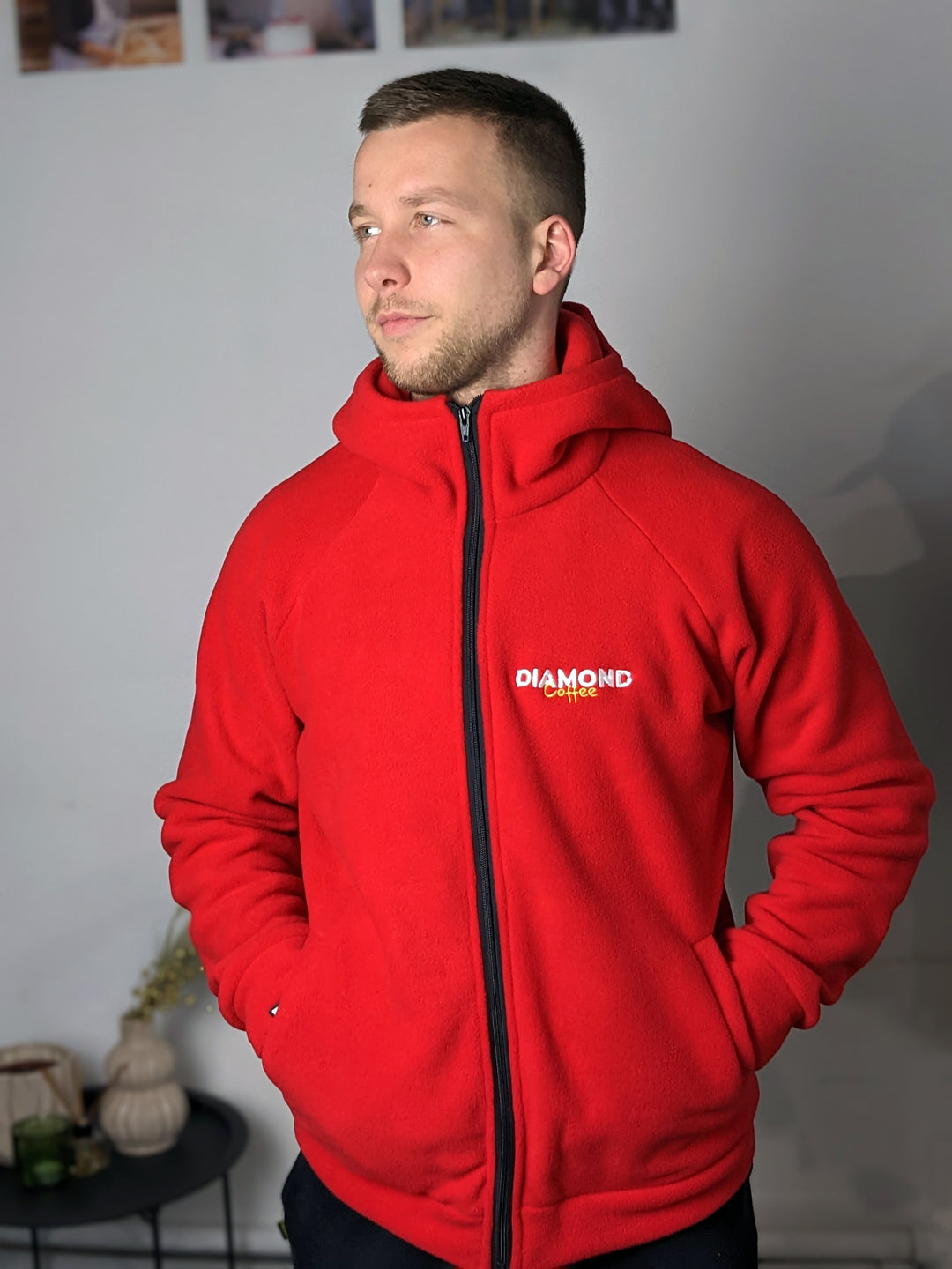 Synevyr Hooded Fleece Jacket 260 with Logo – Red