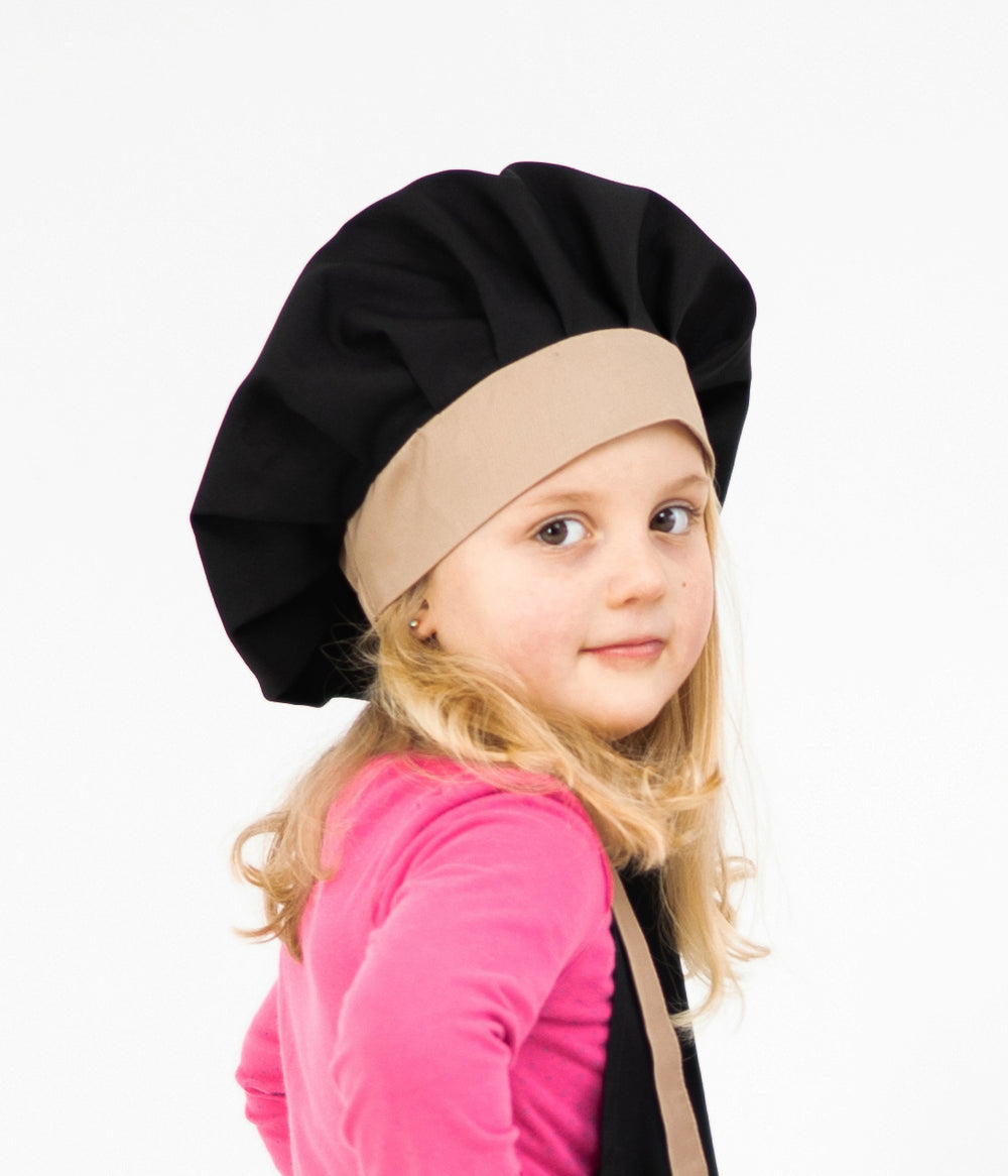 Children’s Chef’s Togue – Black with Beige