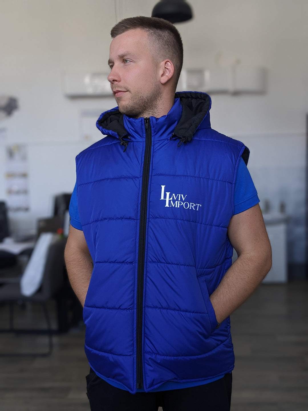 Rimo Puffer Vest with Logo – Blue