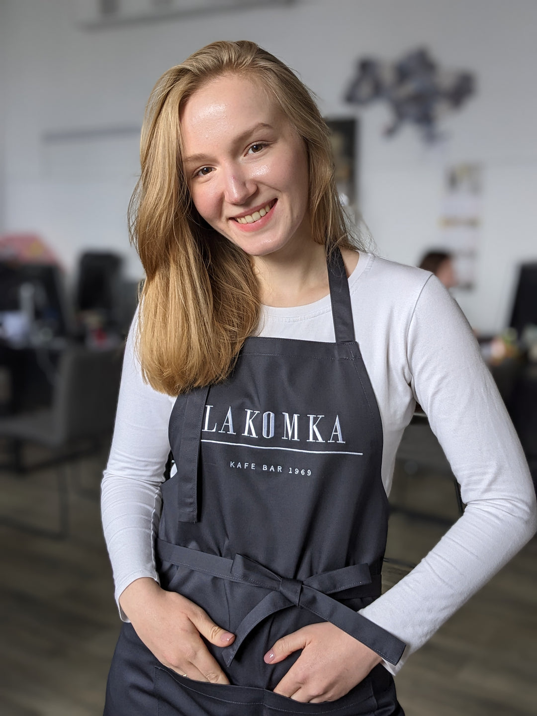 Apron Latte with branding 10" | Embroidery Dark gray