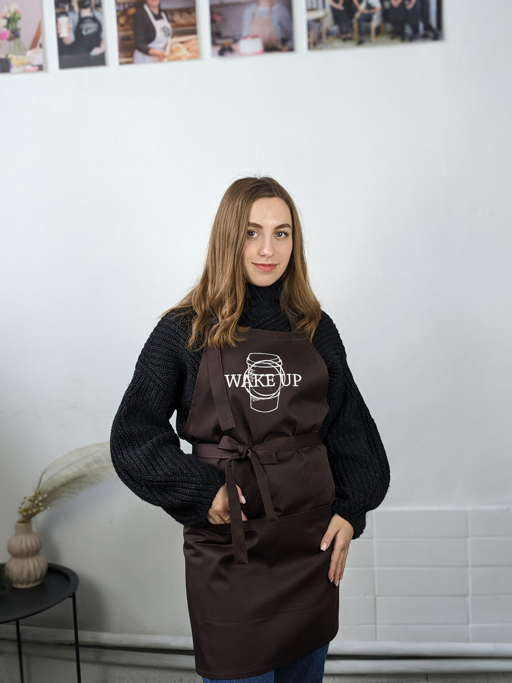 Apron Latte with branding 10" | Embroidery Brown