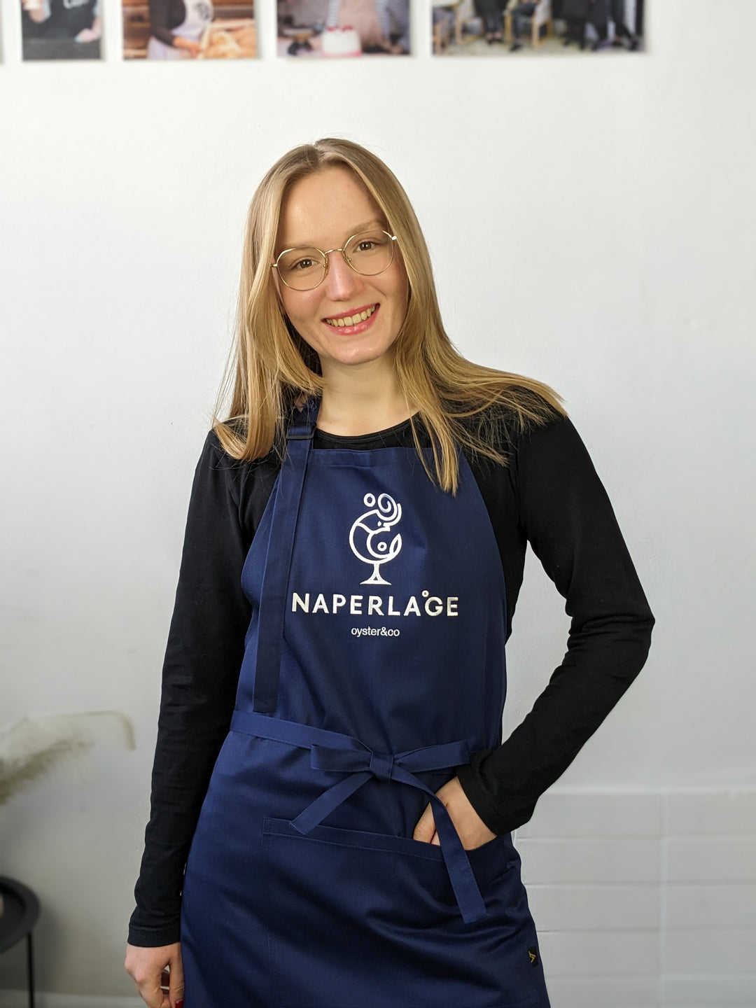 Apron Latte with branding 10" | Embroidery Dark blue